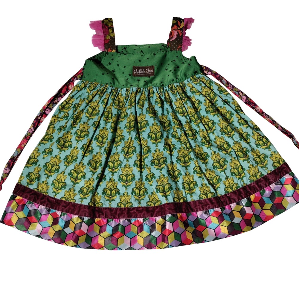 Matilda Jane Paint by Numbers Girls Dress Size 6 Green